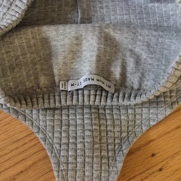 MY MUM MADE IT Grey Quilted Knit Crop Top and Booty Shorts Lounge Set Women’s M - Picture 4 of 7